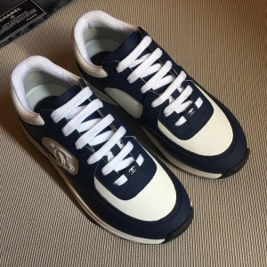 Chanel Men & Women Low-Top Sneakers White Blue CHS-300