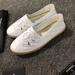 Chanel Women Espadrille Flats White CHS-035