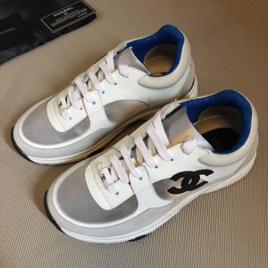 Chanel Men & Women Low-Top Sneakers White Grey CHS-302