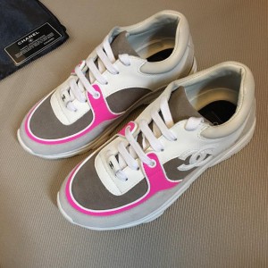 Chanel Men & Women Low-Top Sneakers White Grey CHS-306