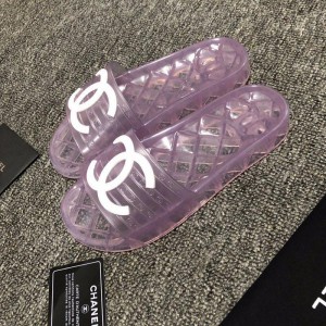 Chanel Women Slide Sandals Purple CHS-011