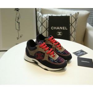 Chanel Men & Women Low-Top Sneakers Brown CHS-005