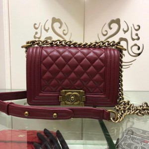 Chanel Small BOY CHANEL Handbag CH120-Wine-Red