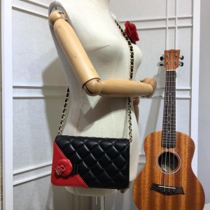Chanel Camellia Wallet On Chain CH123-Black-Red