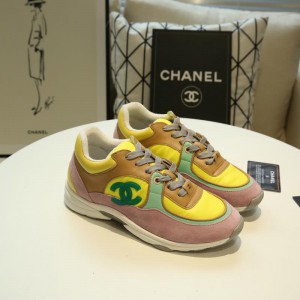 Chanel Men & Women Low-Top Sneakers Yellow CHS-045