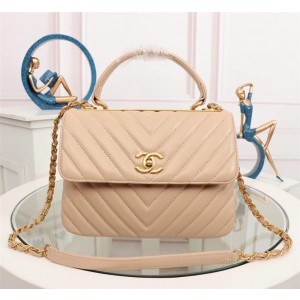 Chanel Top Handle Flap Bags CH027SV-Apricot