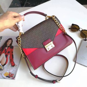 Michael Kors Lock Shoulder Bags Wine Red (MK401)