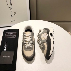 Chanel Men & Women Low-Top Sneakers Grey CHS-048