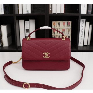 Chanel Top Handle Flap Bags CH171-Wine-Red