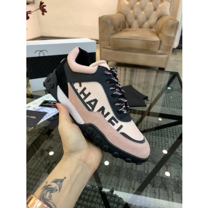 Chanel Men & Women Low-Top Sneakers Pink CHS-012