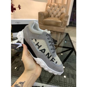 Chanel Men & Women Low-Top Sneakers Grey CHS-013