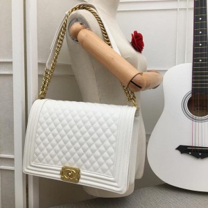 Chanel Large BOY CHANEL Handbag CH029-White