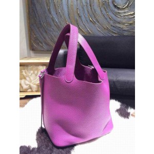 Copy Hermes Picotin Lock Bag 22cm Taurillon Clemence Palladium Hardware Hand Stitched, Anemone P9 RS10285