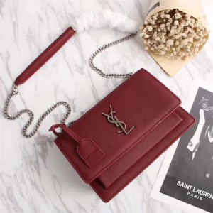 Saint Laurent Crossbody Bag 26606 Wine Red 24*16*8