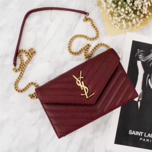 Saint Laurent Crossbody Bag 27720 Wine Red 20*16*5.5