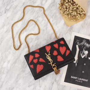 Saint Laurent Crossbody Bag 57721 Black Red 22cm