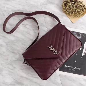 Saint Laurent Crossbody Bag 75091 Wine Red 28cm