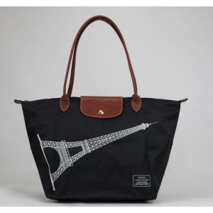 LONGCHAMP EIFFEL TOWER LARGE TOTE BAG BLACK