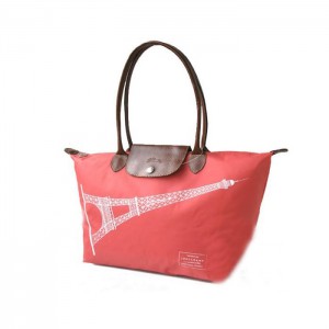 LONGCHAMP EIFFEL TOWER LARGE TOTE BAG CORAL RED