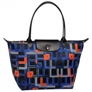 LONGCHAMP LE PLIAGE ARTWALK LARGE TOTE BAG COBALT