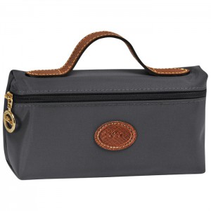 LONGCHAMP LE PLIAGE COSMETIC CASE GUN METAL