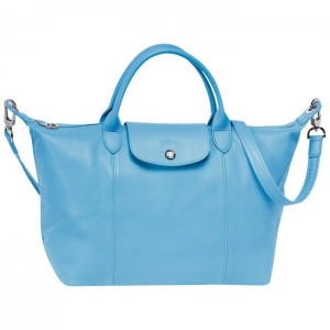 LONGCHAMP LE PLIAGE CUIR HANDBAG BLUEBERRY