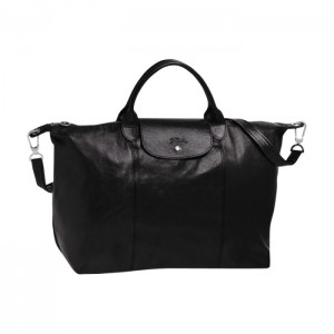 LONGCHAMP LE PLIAGE CUIR LARGE HANDBAG BLACK