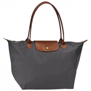 LONGCHAMP LE PLIAGE LARGE TOTE BAG GUN METAL