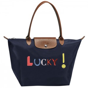 LONGCHAMP LE PLIAGE LUCKY LARGE TOTE BAGS NAVY