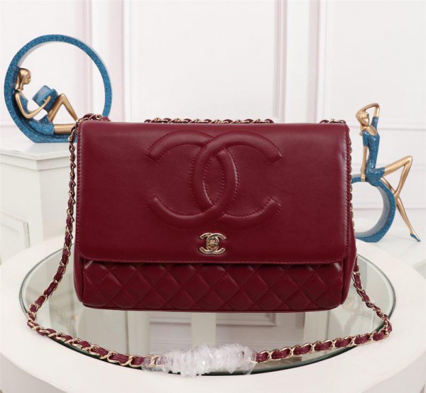 Chanel Large Sheepskin Flap Bags CH015S-Wine-Red
