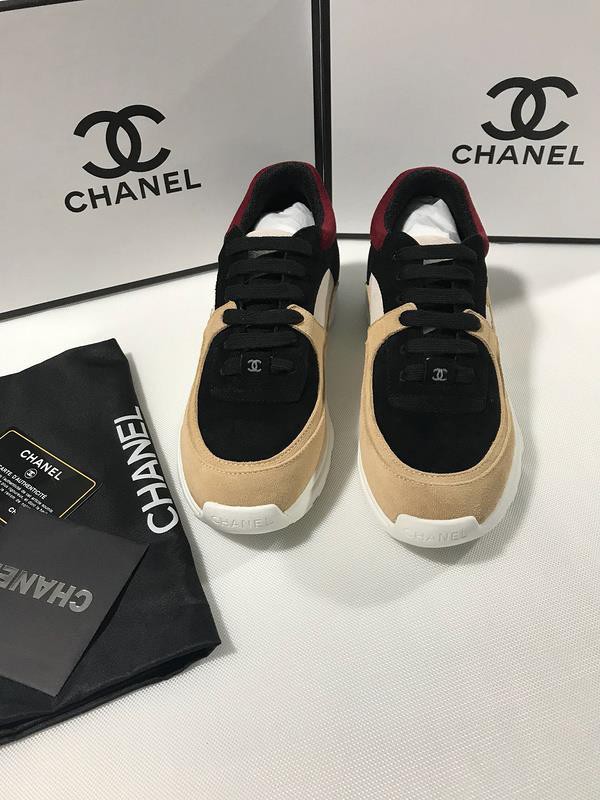 Chanel Men & Women Low-Top Sneakers Beige CHS-278