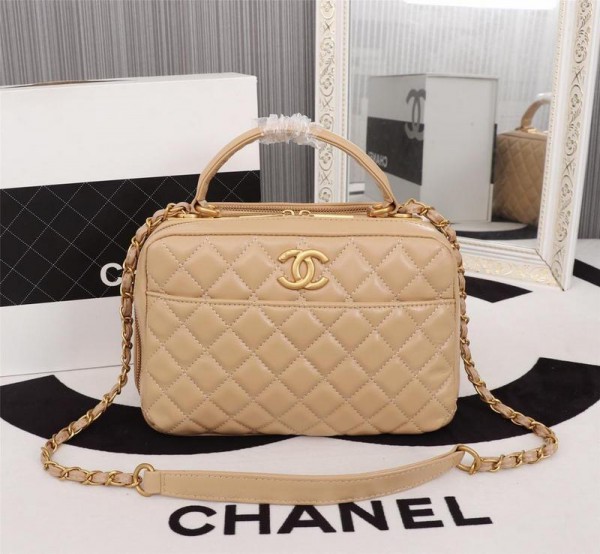 Chanel Top Handle Crossbody Bowling Bag CH021-Apricot