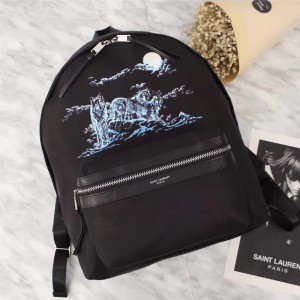 Saint Laurent Backpack 3305 Black Blue 31*40*14